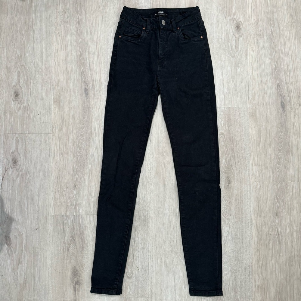 cotton on black dark wash medium high waisted rise skinny denim jeans pants